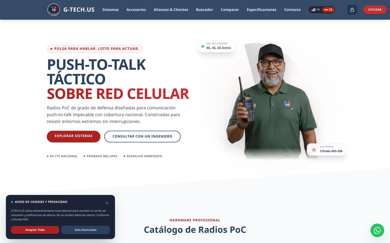 G-Tech.us - Vista de catálogo y productos