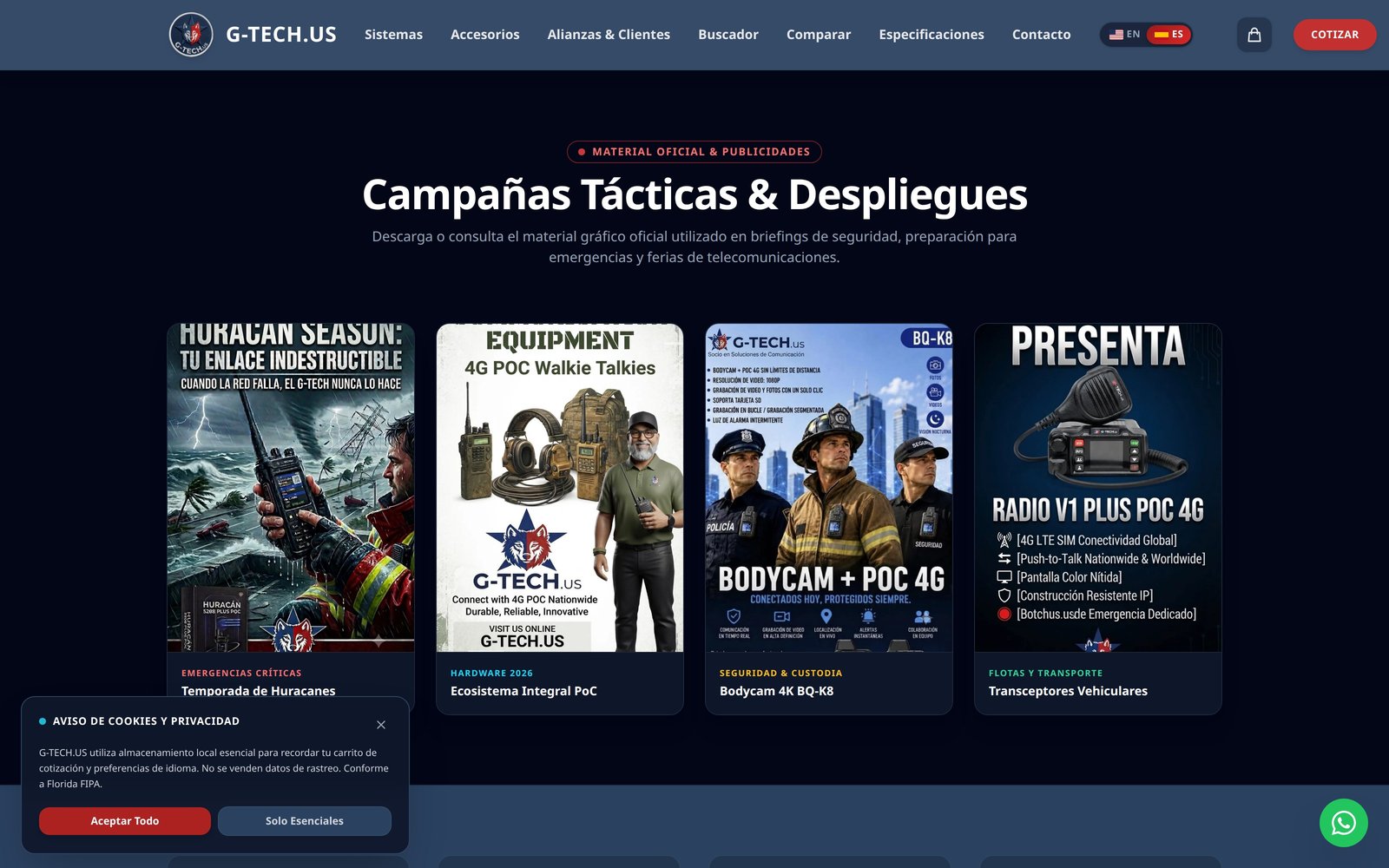 G-Tech.us - Interfaz móvil y experiencia de usuario